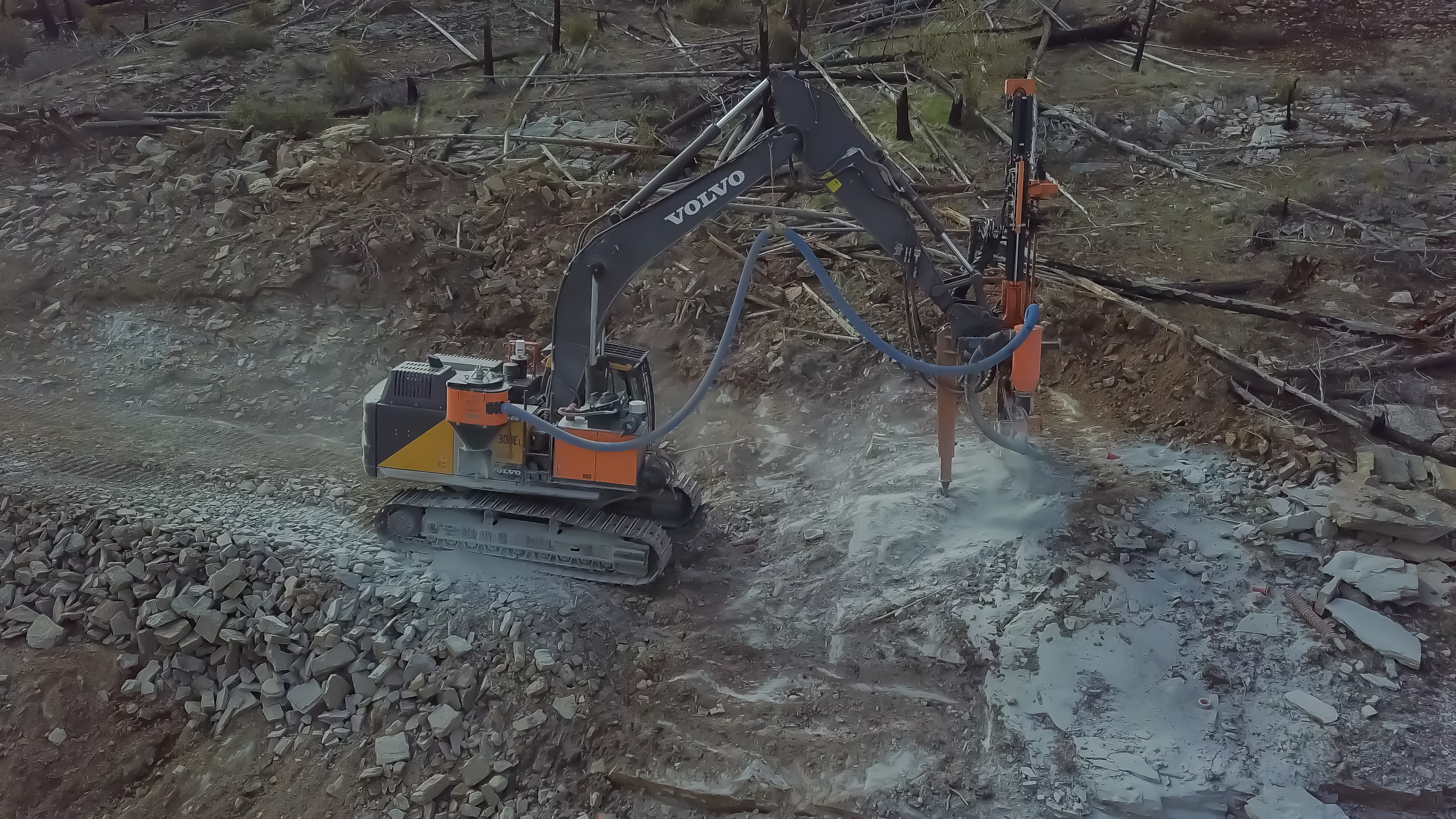 Aerial view of the worksite